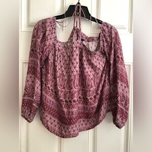 Aeropostale Shoulder Long Sleeve Top Paisley XS NWT